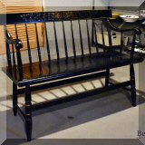F43. Hitchcock style stenciled bench. 33”h x 45”w x 18”d 